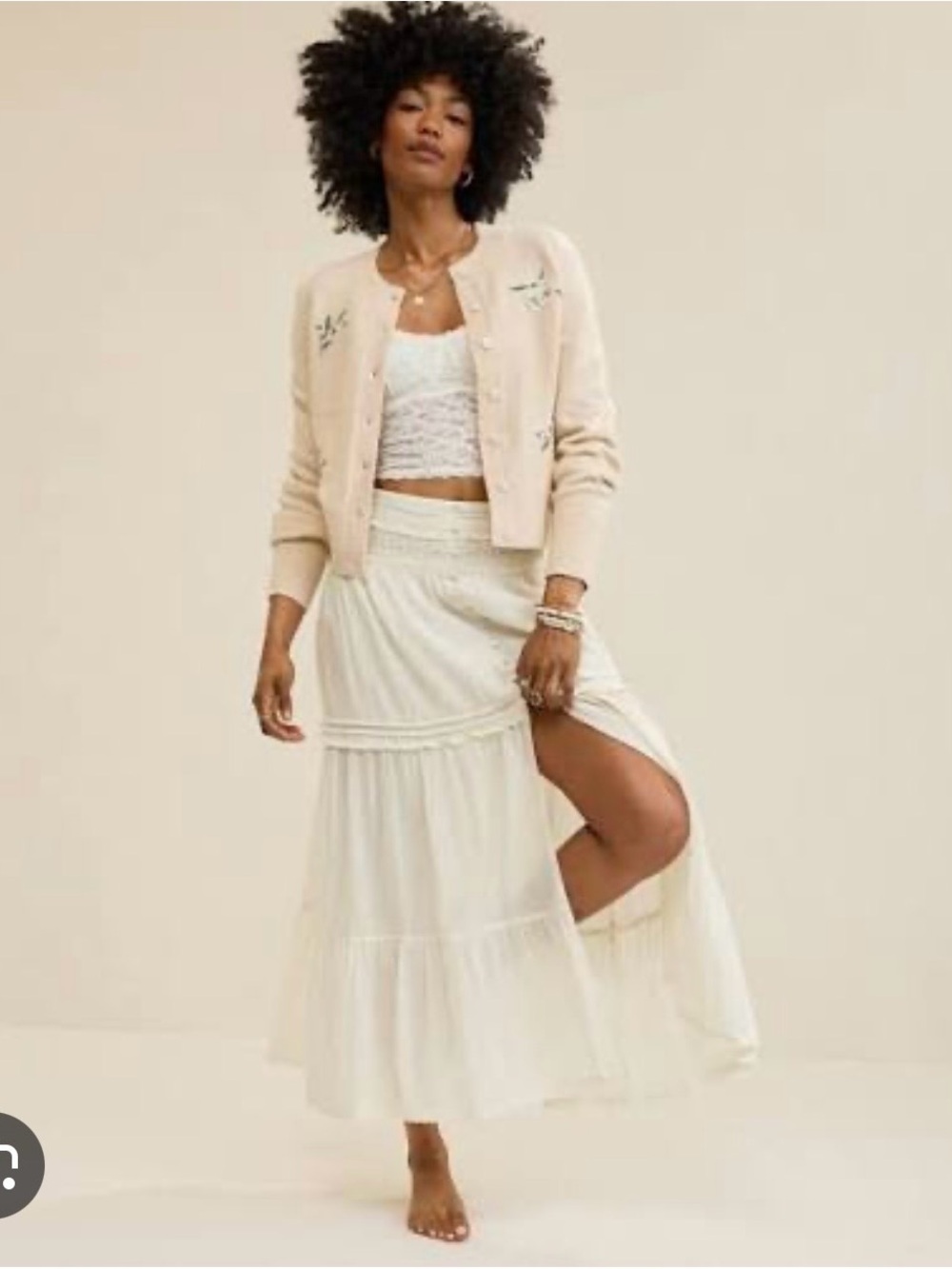 Aerie boho button maxi skirt